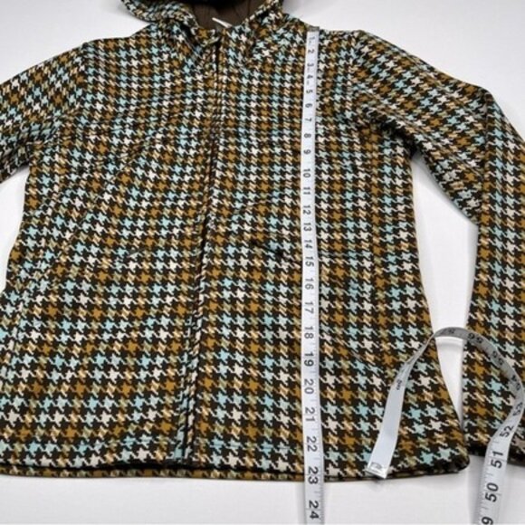 Burton Hoodie, fleece lined Full zip jacket, Brown & blue houndstooth, Size Med - Picture 5 of 11